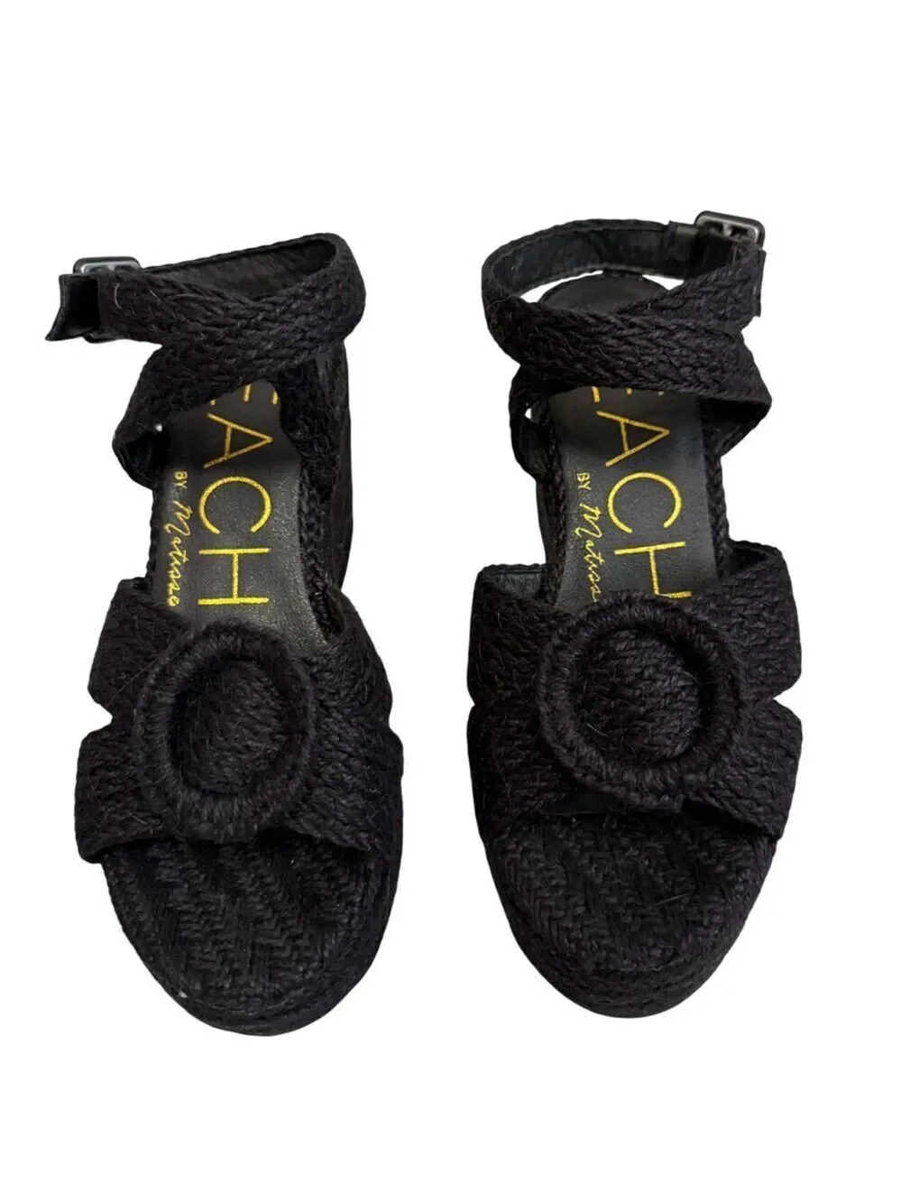 Beach by Matisse Black Jute Platform Sandals Size 8